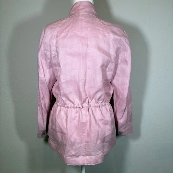 Neiman Marcus Light Pink Linen Utility Jacket Size Medium - Picture 4 of 10